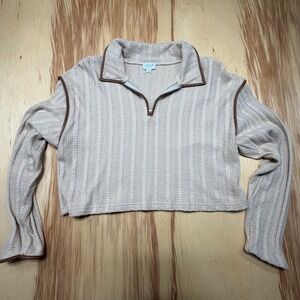 Le Lis Collection Textured‎ Knit Half-Zip Sweater – Women's S